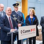 E-Comm President and CEO Oliver Grüter-Andrew speaks at the opening of the South Island 9-1-1/Police Dispatch Centre in Saanich, Credit: Province of BC.